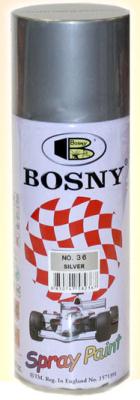 Bosny 36 Краска акриловая Bosny (серебро) аэрозоль 400мл